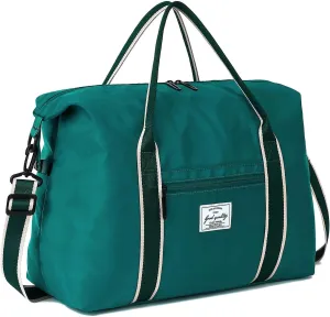 Duffle Bag for Travel Foldable Carry on Travel Bag with Wet Pocket Small Medium Weekender Overnight Bags for Women, 38L Waterproof Sport Gym Bag for Men with Computer Compartment (Peacock Blue)