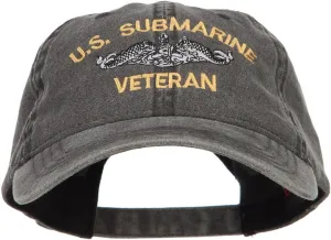 e4Hats.com US Submarine Veteran Military Embroidered Washed Cap