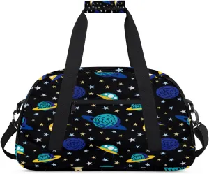 Earth And Spacecraft Kids Overnighted Duffel Bag Carry-On Size & Ideal for School Practice or Weekender Travel with Zip and Shoulder Stra for Boys & Girls