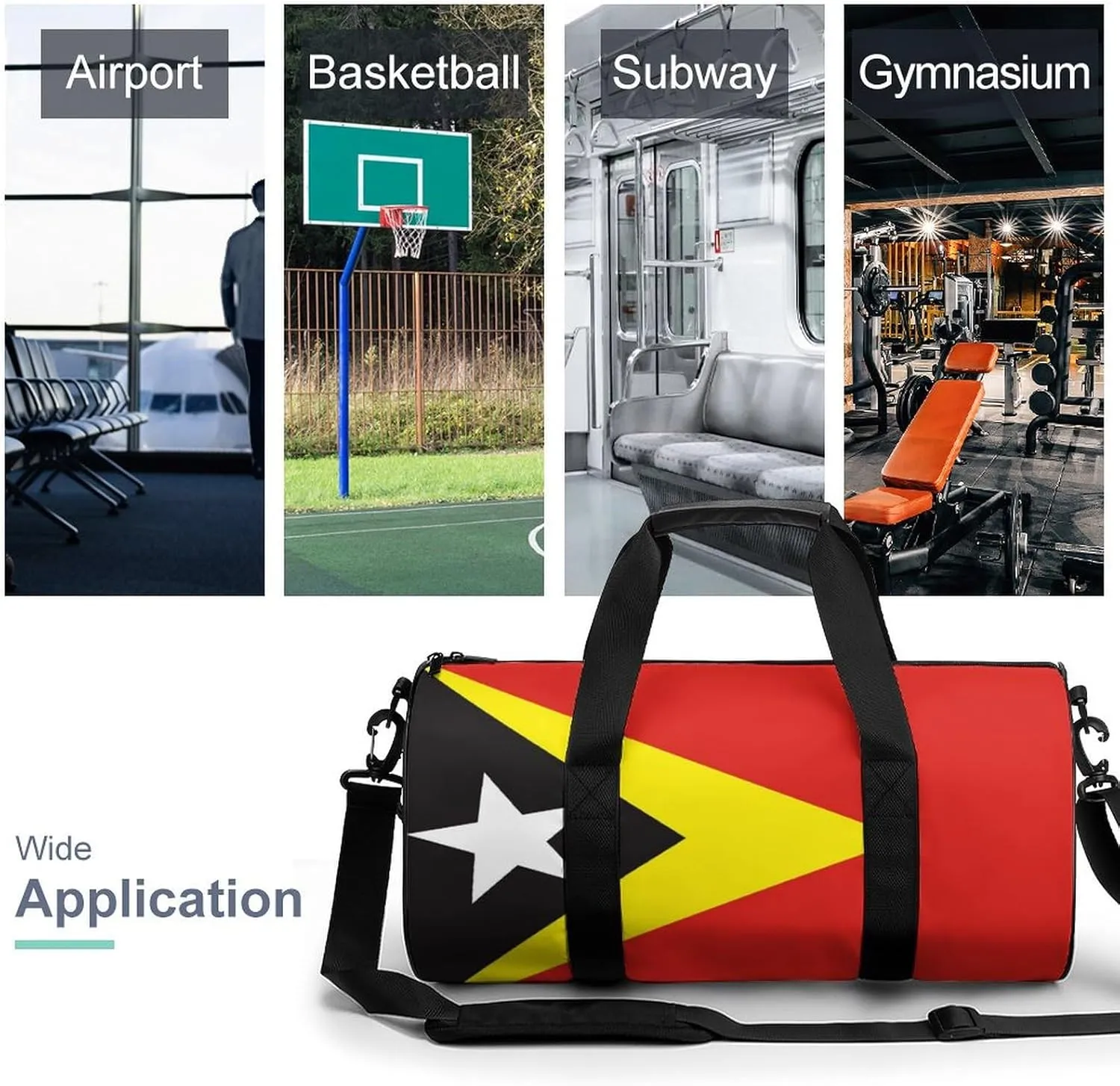 East Timor Flag Gym Bag for Girls Boys Sports Duffel with Wet Pocket Travel Weekender