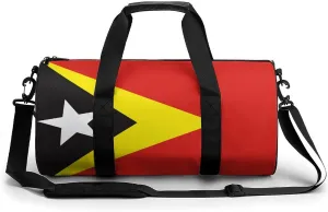 East Timor Flag Gym Bag for Girls Boys Sports Duffel with Wet Pocket Travel Weekender