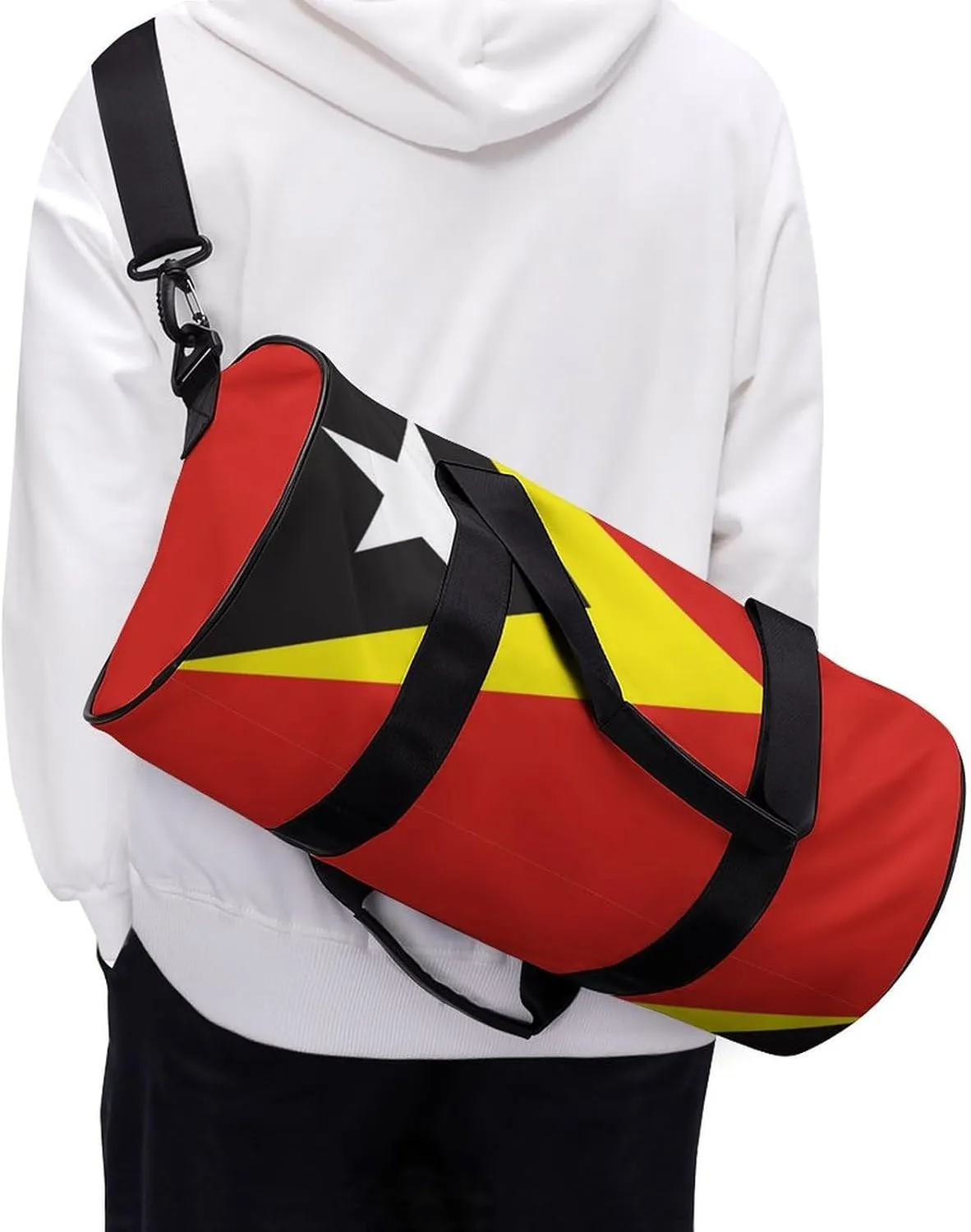 East Timor Flag Gym Bag for Girls Boys Sports Duffel with Wet Pocket Travel Weekender