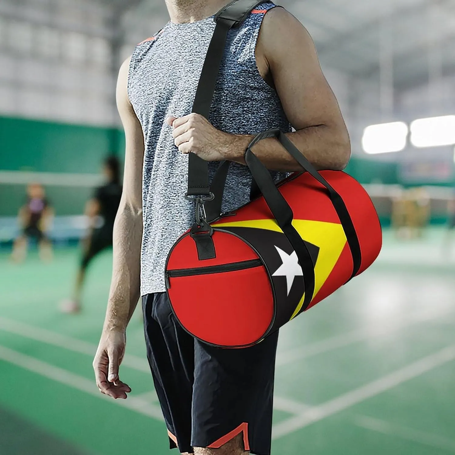 East Timor Flag Gym Bag for Girls Boys Sports Duffel with Wet Pocket Travel Weekender