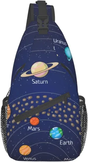 Educational Astronomy Planet Sling Backpack Casual Chest Shoulder Daypack Fashion Chest Bag For Men And Women