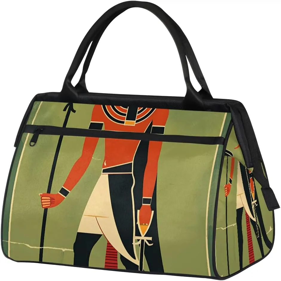 Egyptian Ethnic Animal Weekender Overnight Bag for Women Waterproof Carry On Travel Duffle Bags with Pocket Lightweight Sports Gym Tote Bag Large Luggage Workout Personal Item Hospital Bags