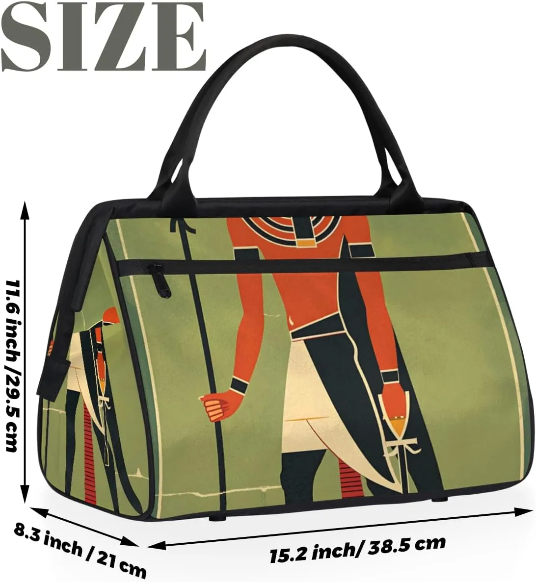 Egyptian Ethnic Animal Weekender Overnight Bag for Women Waterproof Carry On Travel Duffle Bags with Pocket Lightweight Sports Gym Tote Bag Large Luggage Workout Personal Item Hospital Bags