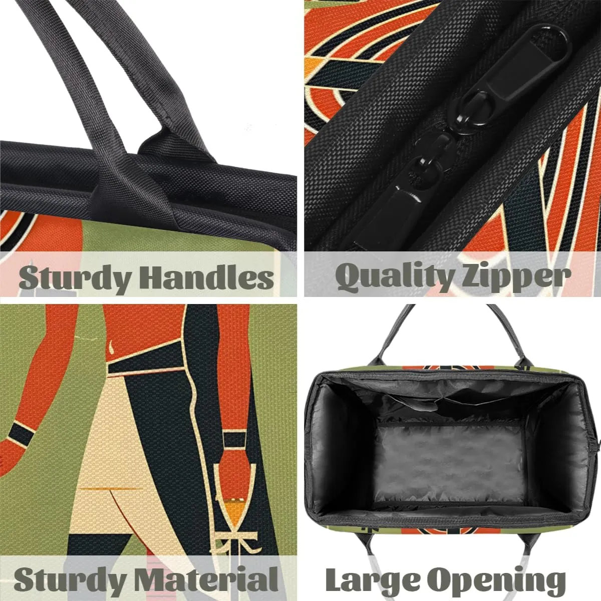 Egyptian Ethnic Animal Weekender Overnight Bag for Women Waterproof Carry On Travel Duffle Bags with Pocket Lightweight Sports Gym Tote Bag Large Luggage Workout Personal Item Hospital Bags