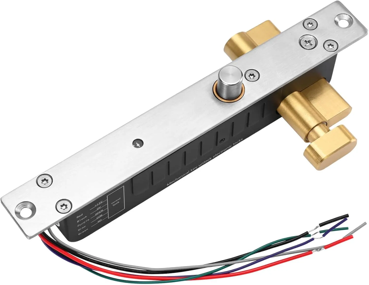 Electric Drop Bolt Lock Deadbolt Fail-Secure NO Mode 12V DC Manual Open Cylinder with Mechanical Key for Door Access Control