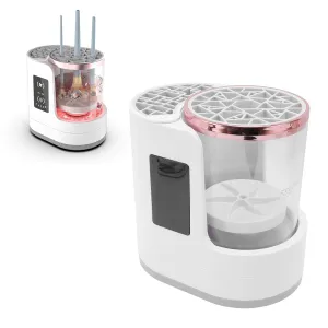 Electric Makeup Brush Cleaner Machine with Drying Timer, 850 RPM Cosmetic Brush Cleaner Dryer, Operates on USB Power Supply, Wet Dry Separation, Automatic 2H 5H Drying Timer