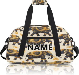 Elephant Mini Gym Bag 18 inch for Women Men Waterproof Custom Ethnic Elephant Travel Duffel Bag Carry On Overnight Tote Nurse Bag for Work Fitness Hiking