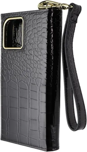 Elizabeth James Wristlet Folio for MagSafe for iPhone 15/14/13 - Black Croc