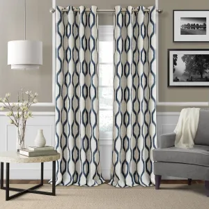 Elrene Home Fashions Renzo Ikat Geometric Room-Darkening Window Curtain, Living Room and Bedroom Drape with Grommets, 52"x84", 1 Panel, Indigo