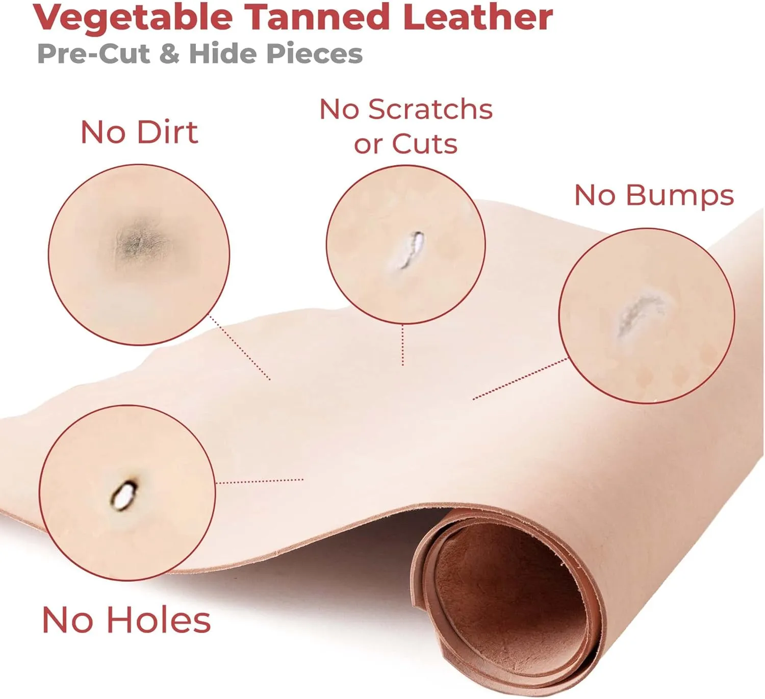 ELW 7-8 oz.(3-3.2 mm) Thickness Pre-Cut Square 8"x24", Tooling Leather Vegetable Tanned Full Grain Leather - Cowhide Leathercraft for Holsters Knife Sheaths Coasters Molding Emboss Stamp Cases
