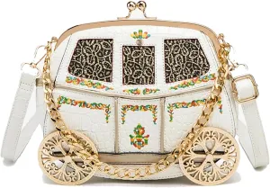 Embroidery Purses for Women Royal Carriage Shoulder Crossbody Bag Clutch Leather Novelty Luxury Fashion Chain Satchel Handbag