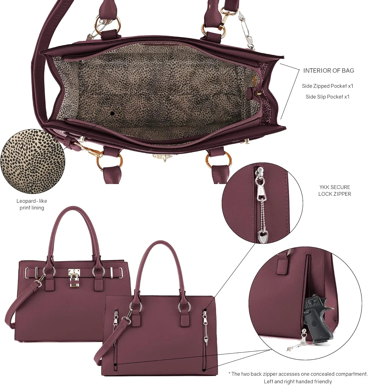 Emperiaoutfitters Concealed Carry Purse - Dina Lock Concealed Carry Satchel
