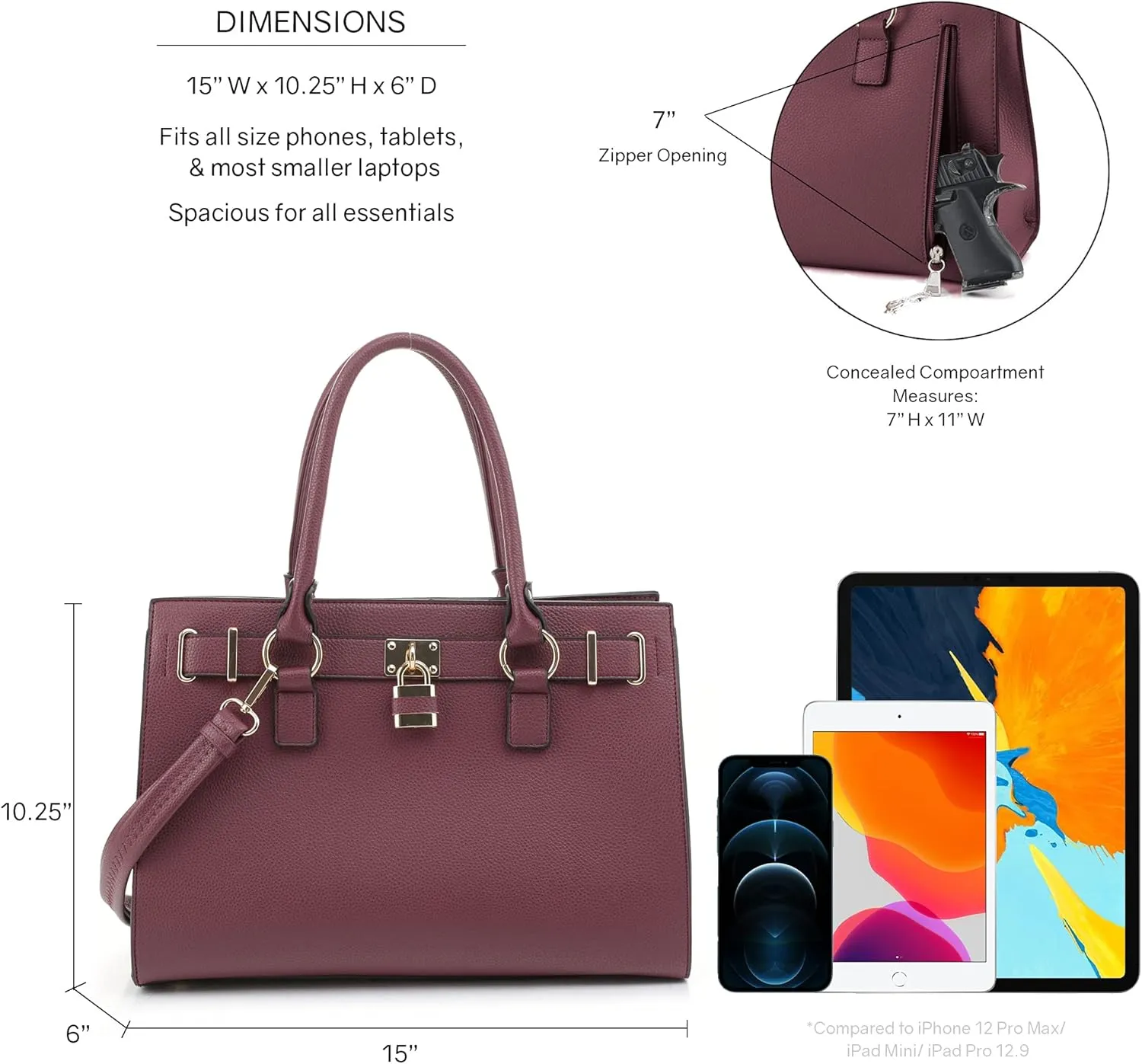 Emperiaoutfitters Concealed Carry Purse - Dina Lock Concealed Carry Satchel