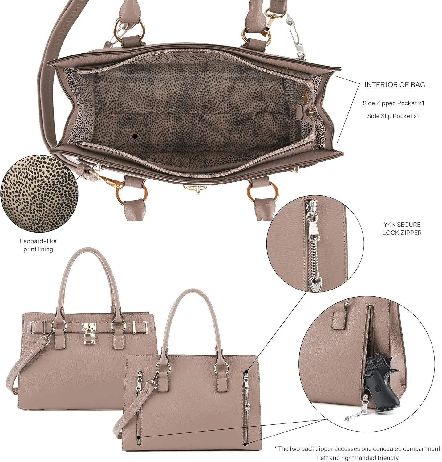 Emperiaoutfitters Concealed Carry Purse - Dina Lock Concealed Carry Satchel