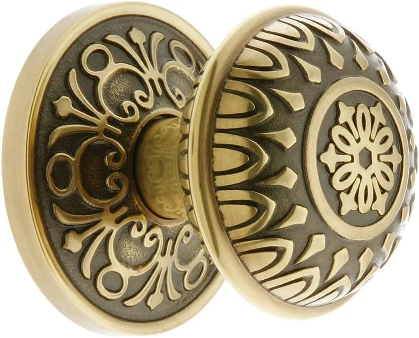 Emtek Lancaster Door Set with Lancaster Knobs Privacy in Antique Brass