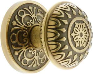Emtek Lancaster Door Set with Lancaster Knobs Privacy in Antique Brass