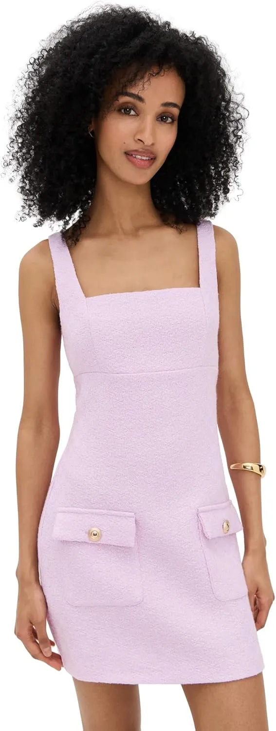 endless rose Women's Square Neck Tweed Mini Dress