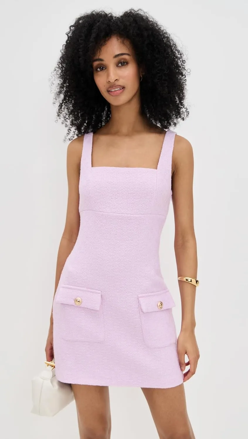 endless rose Women's Square Neck Tweed Mini Dress