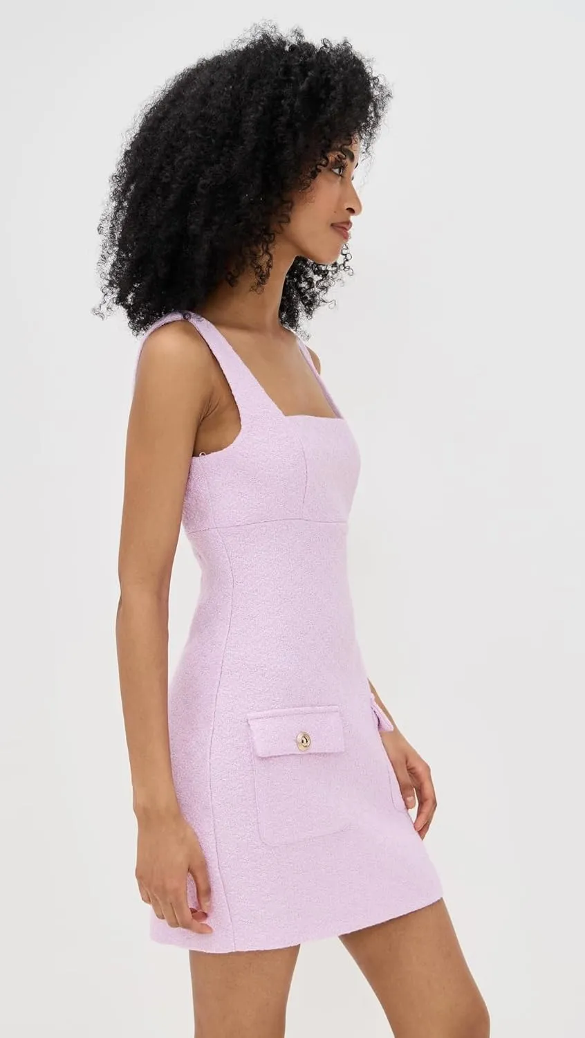 endless rose Women's Square Neck Tweed Mini Dress