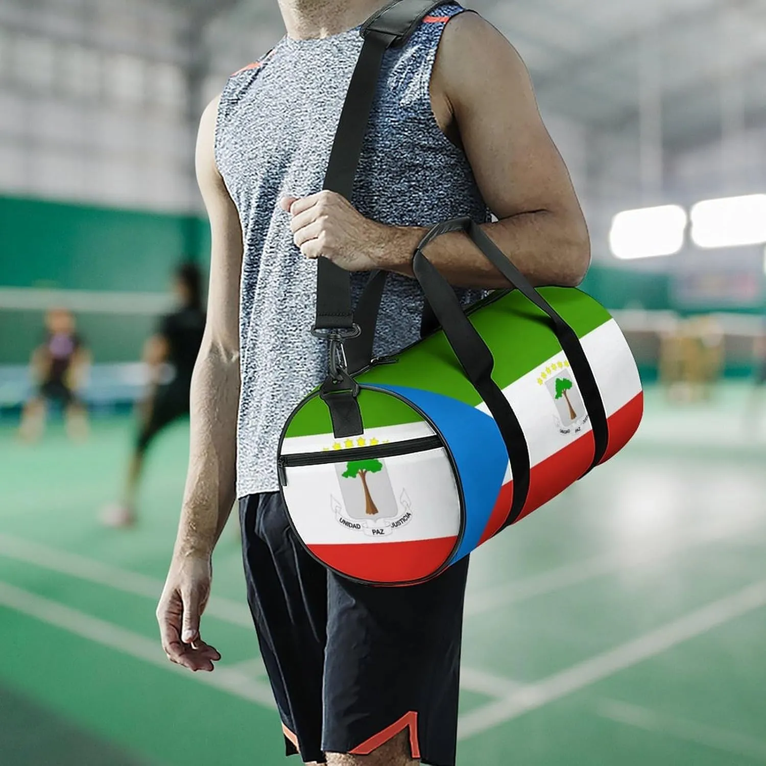 Equatorial Guinea Flag Waterproof Gym Bag for Women Men with Wet Pocket Sports Duffel for Travel Weekender