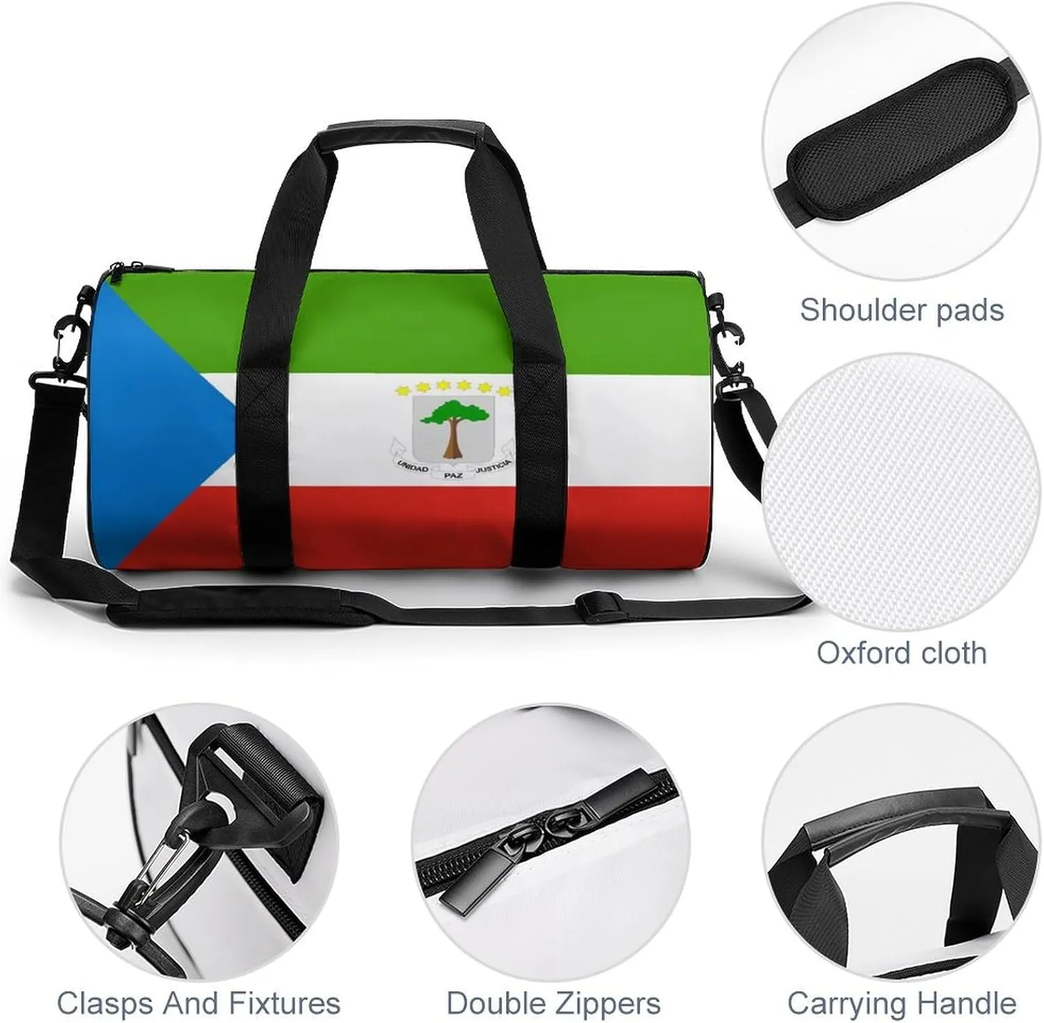 Equatorial Guinea Flag Waterproof Gym Bag for Women Men with Wet Pocket Sports Duffel for Travel Weekender