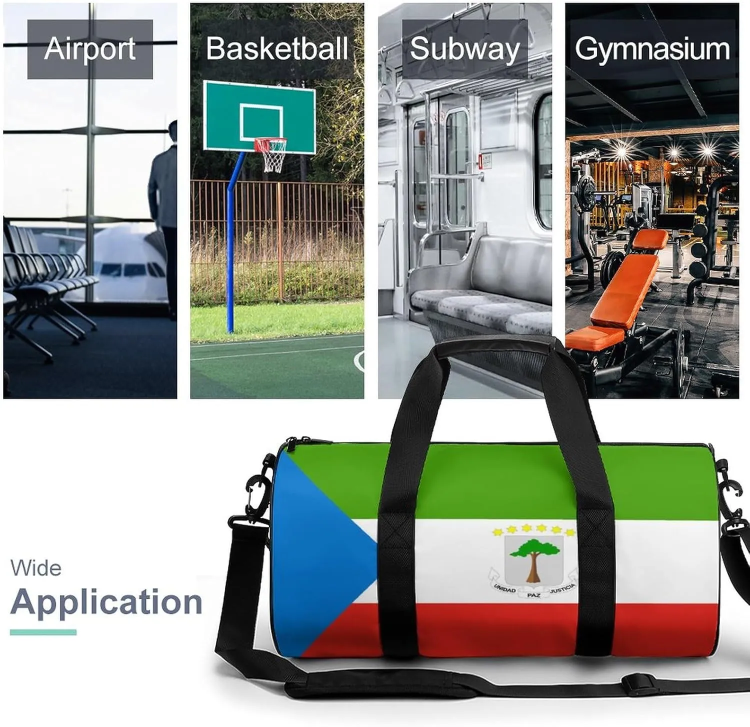 Equatorial Guinea Flag Waterproof Gym Bag for Women Men with Wet Pocket Sports Duffel for Travel Weekender
