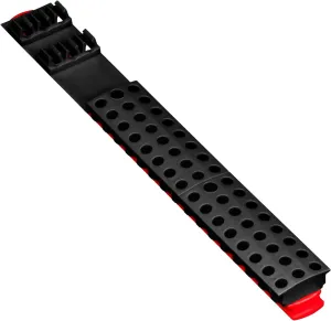 Ernst Manufacturing 54 Tool Bit Bar with Magnetic Base, 1/4" Hex Bit Holder for Toolchest Drawer or Tool Truck – Red & Black