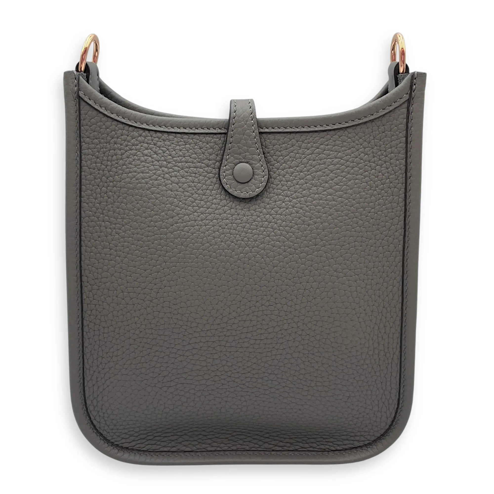 Evelyne Mini Gris Meyer in Clemence, Gold hardware