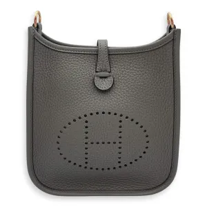 Evelyne Mini Gris Meyer in Clemence, Gold hardware