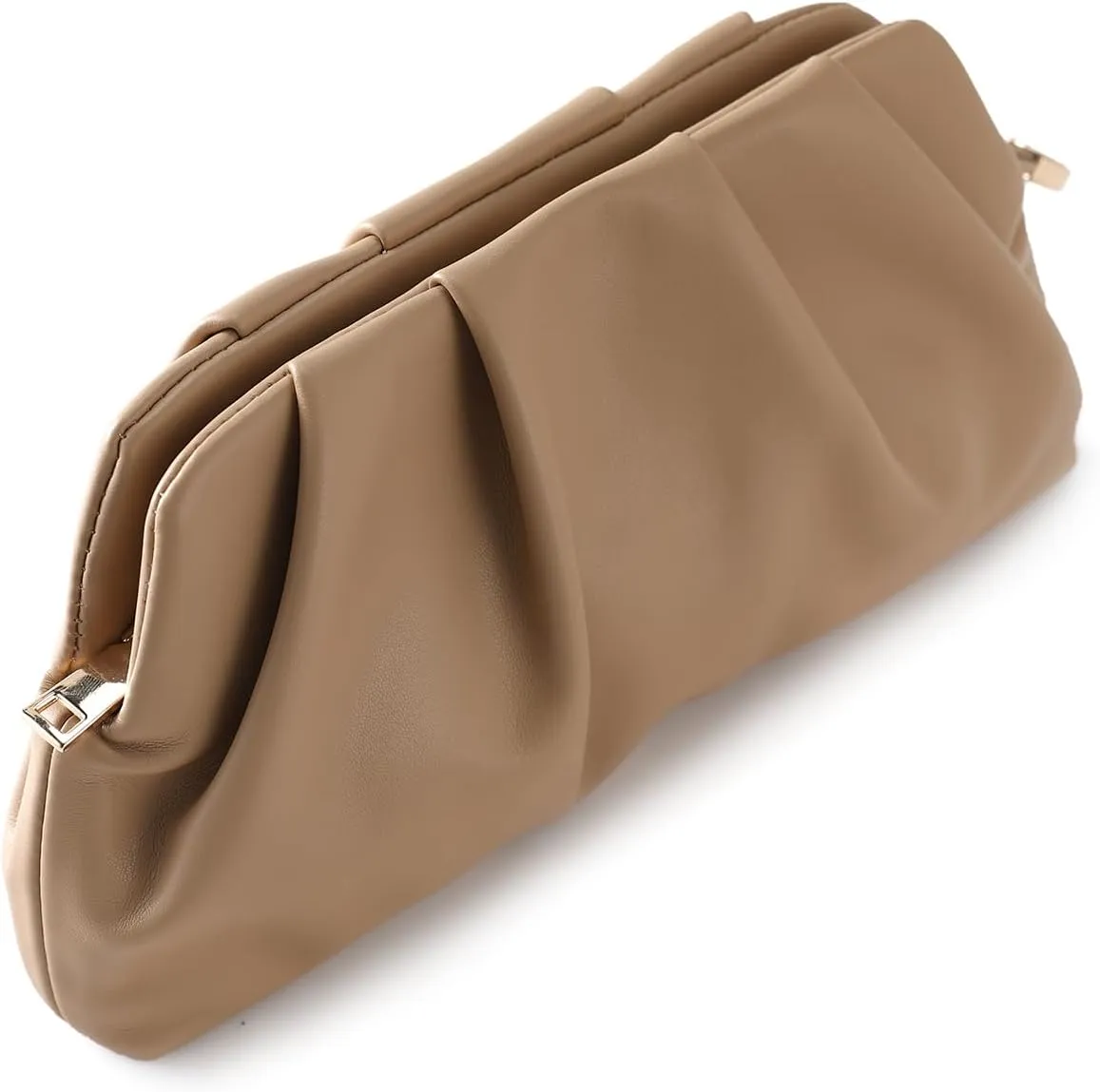 Evening Bag for Women Ruched Clutch Purse Detachable Metal Chain Crossbody Bag