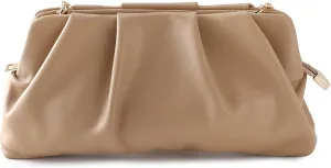 Evening Bag for Women Ruched Clutch Purse Detachable Metal Chain Crossbody Bag