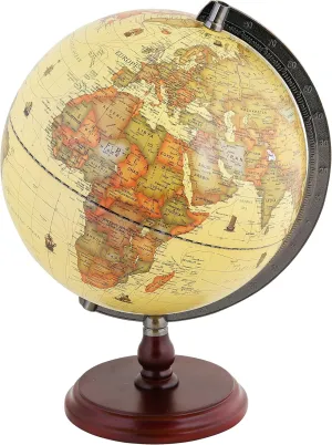 Exerz 10" Antique Globe With A Wood Base - Rotating World Globe - Modern Map in Vintage Colour - Diametre 10 inches