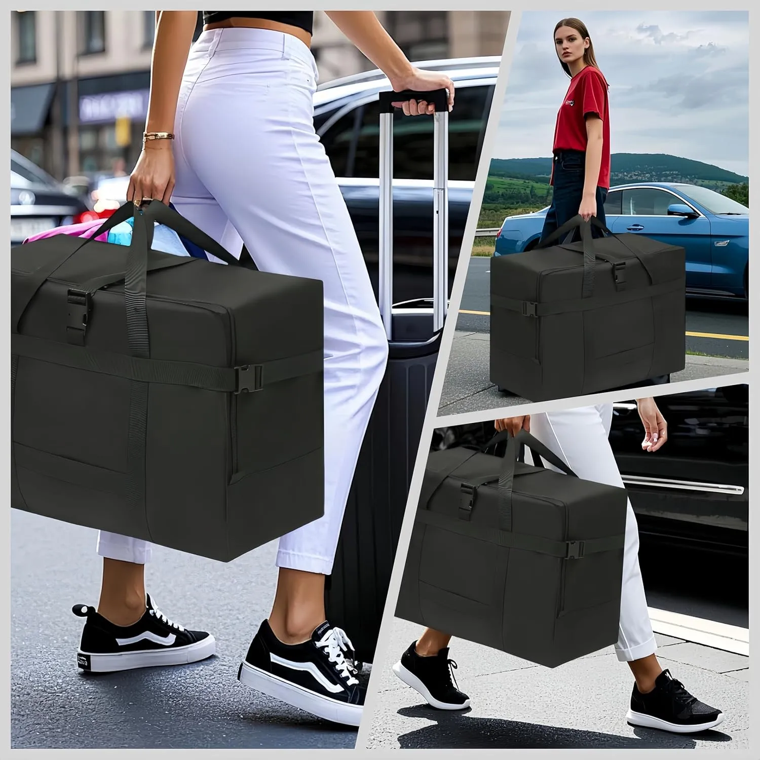 Extra Large Storage Duffle Bag for Travel, Waterproof Carry on Weekend Overnight Storage Bag over Luggage for Airline, Travel, for Men And Women Camping,Moving,Hospital (120L-Black)