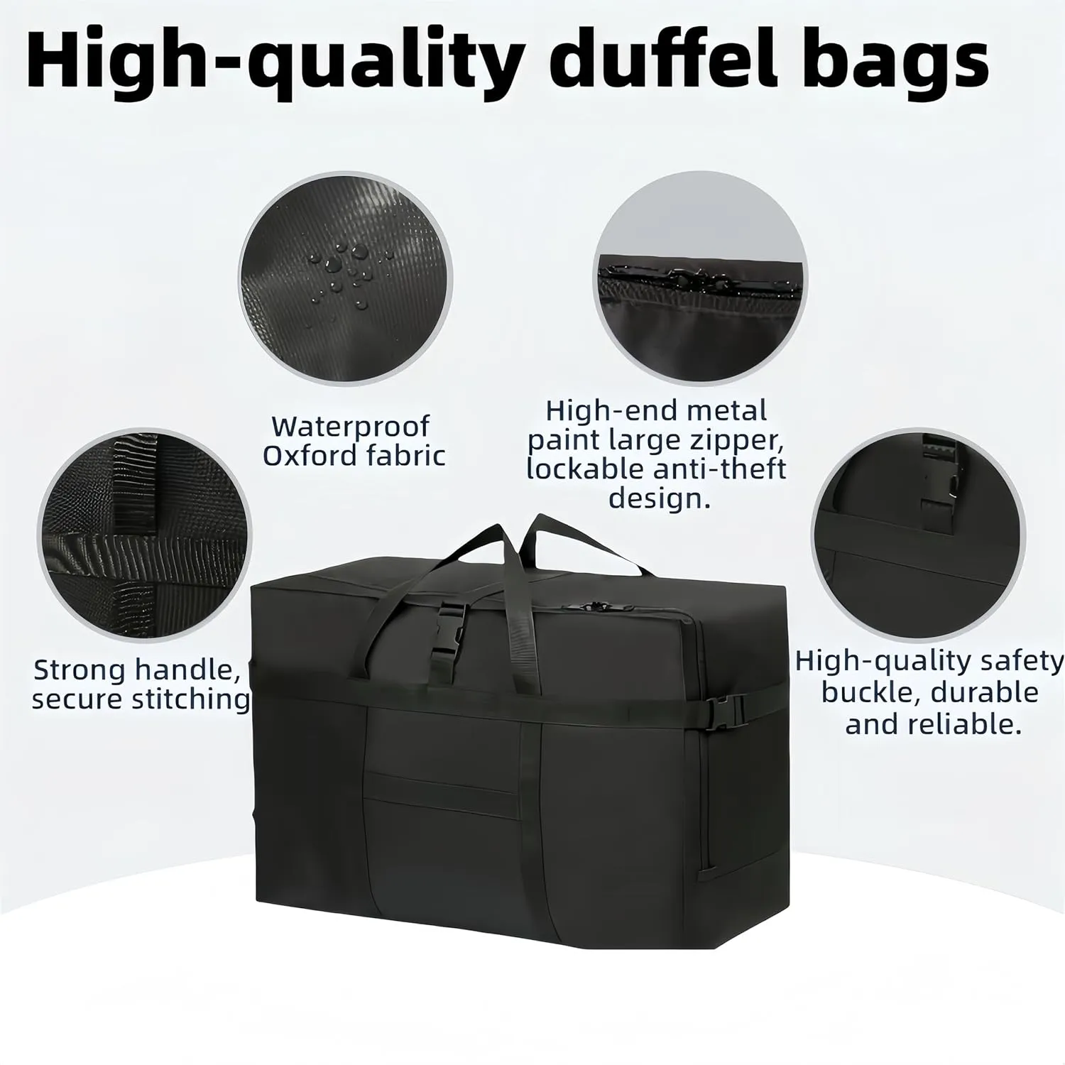 Extra Large Storage Duffle Bag for Travel, Waterproof Carry on Weekend Overnight Storage Bag over Luggage for Airline, Travel, for Men And Women Camping,Moving,Hospital (120L-Black)