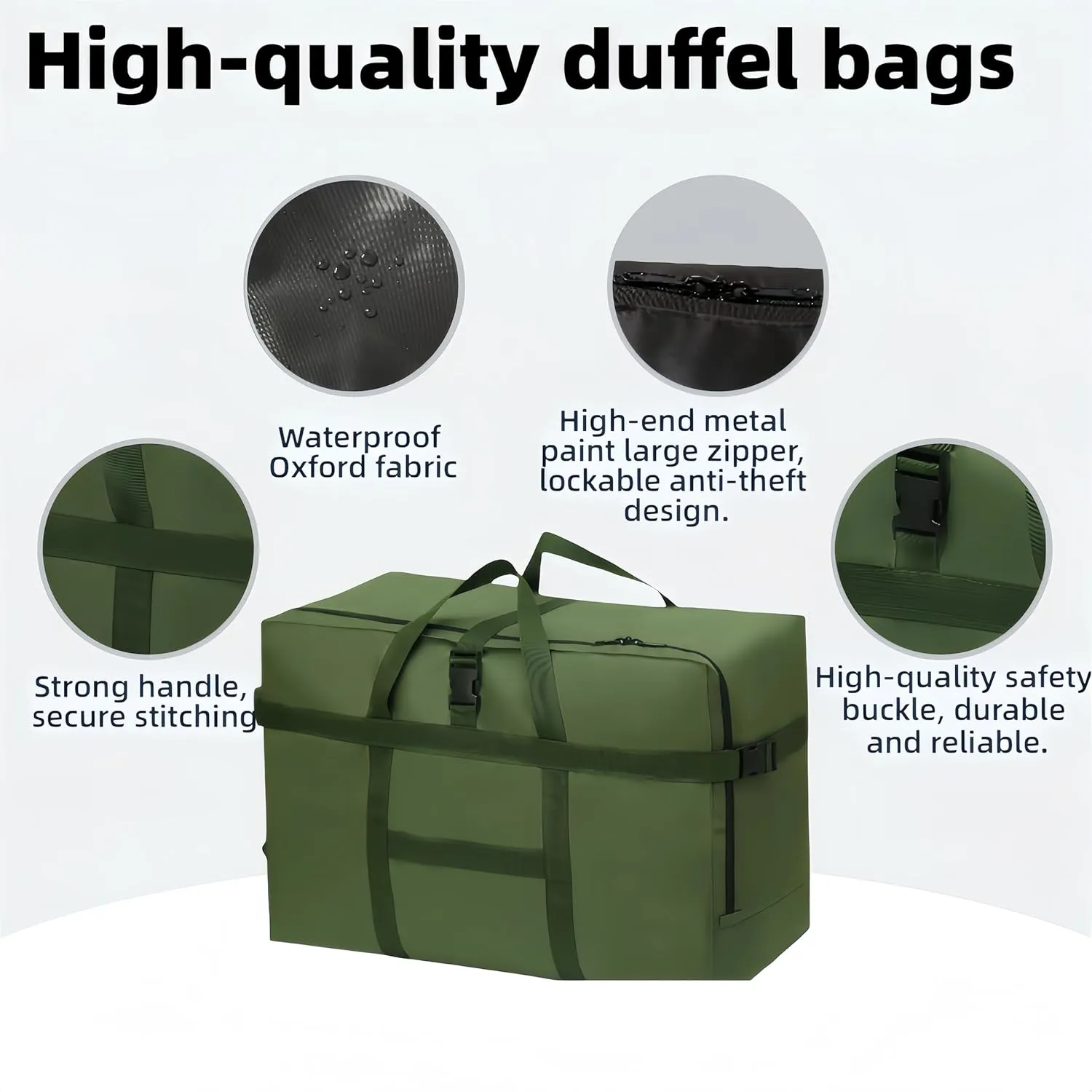 Extra Large Storage Duffle Bag for Travel, Waterproof Carry on Weekend Overnight Storage Bag over Luggage for Airline, Travel, for Men And Women Camping,Moving,Hospital (120L-Dark Green)