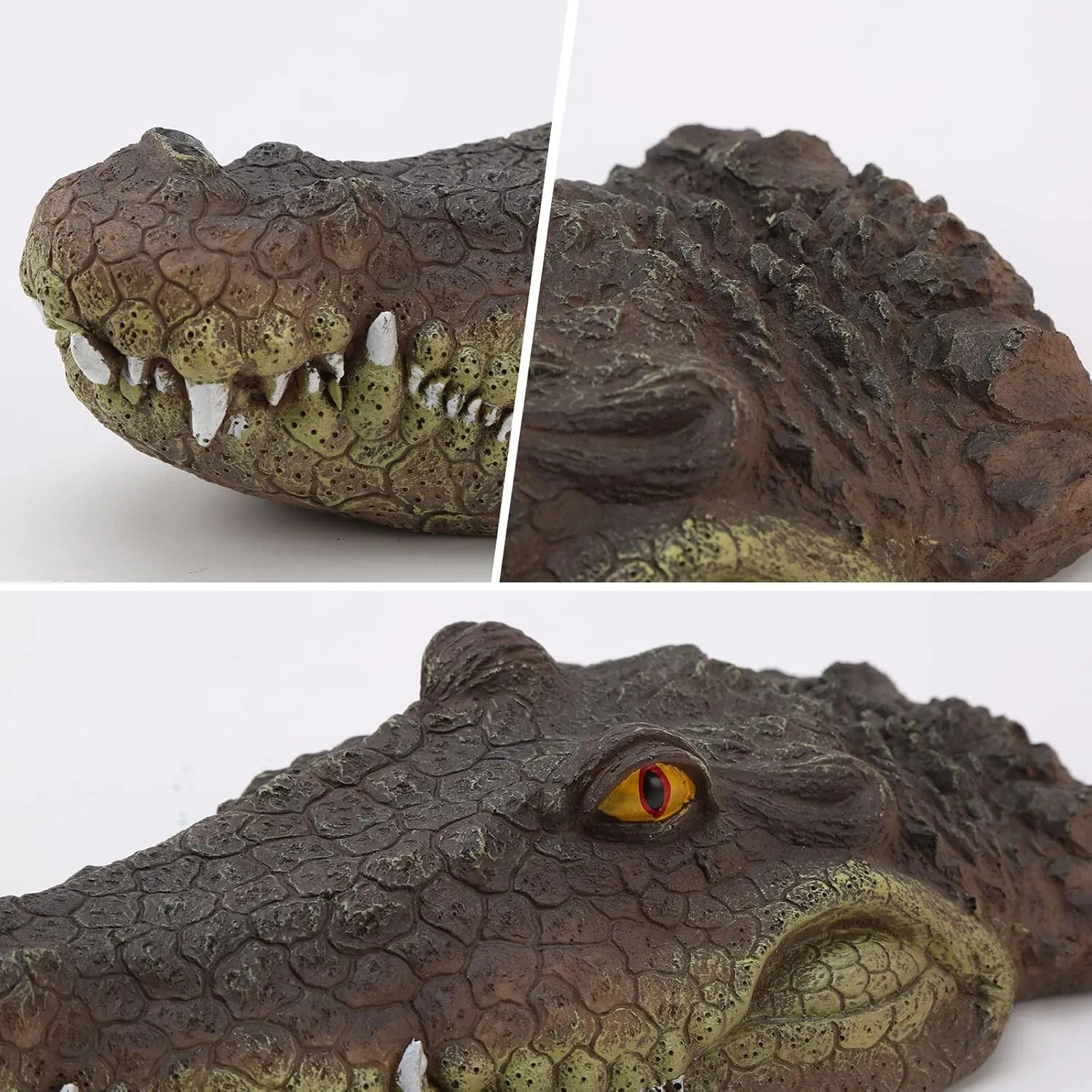 FAMKIT Floating Crocodile Head Detailed Fake Alligator Head for Pond Protection Decoration