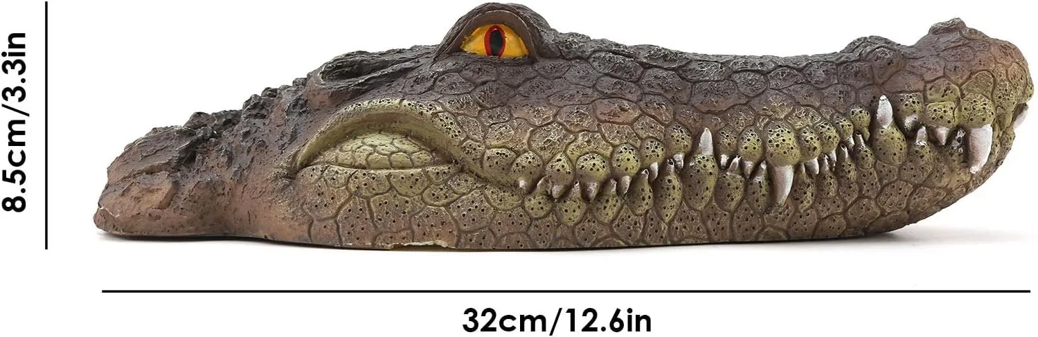 FAMKIT Floating Crocodile Head Detailed Fake Alligator Head for Pond Protection Decoration
