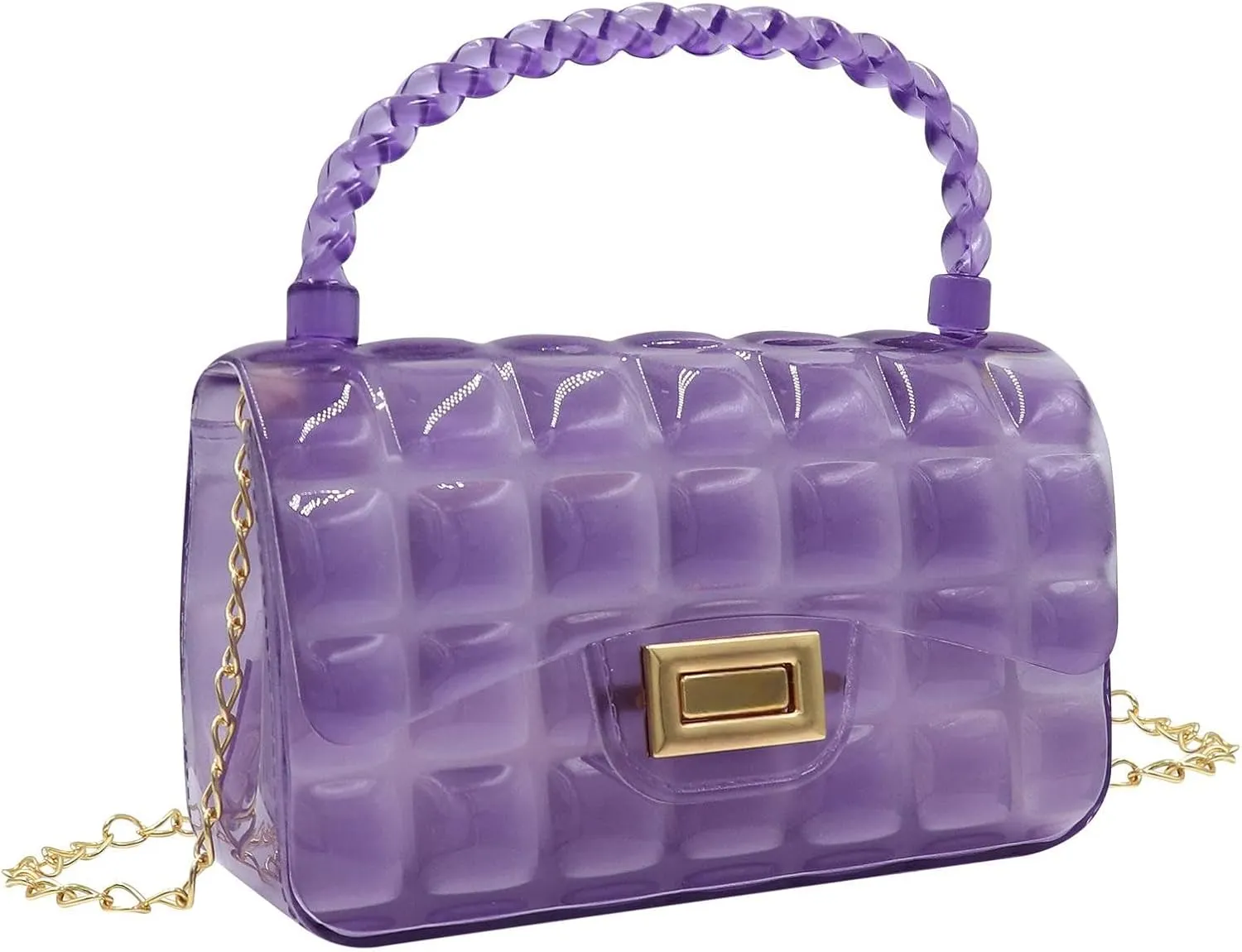 Fashion Candy Color Jelly Crossbody Bag for Women Girls Transparent Cassette Shoulder Handbag Wallet with Top Handle