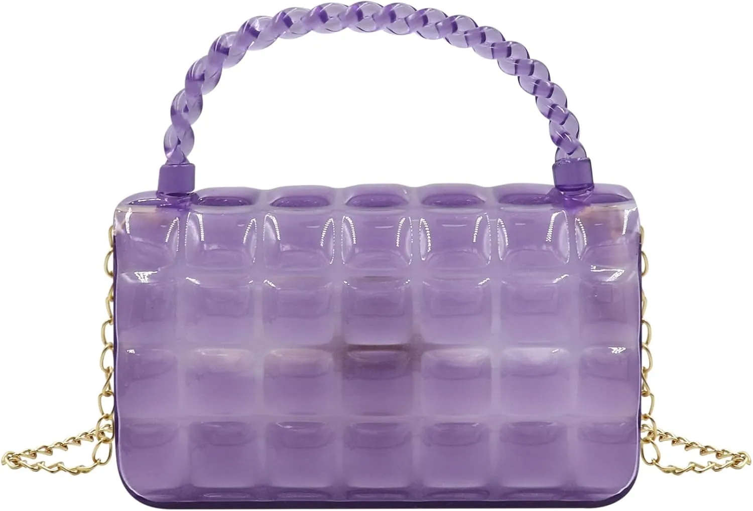 Fashion Candy Color Jelly Crossbody Bag for Women Girls Transparent Cassette Shoulder Handbag Wallet with Top Handle