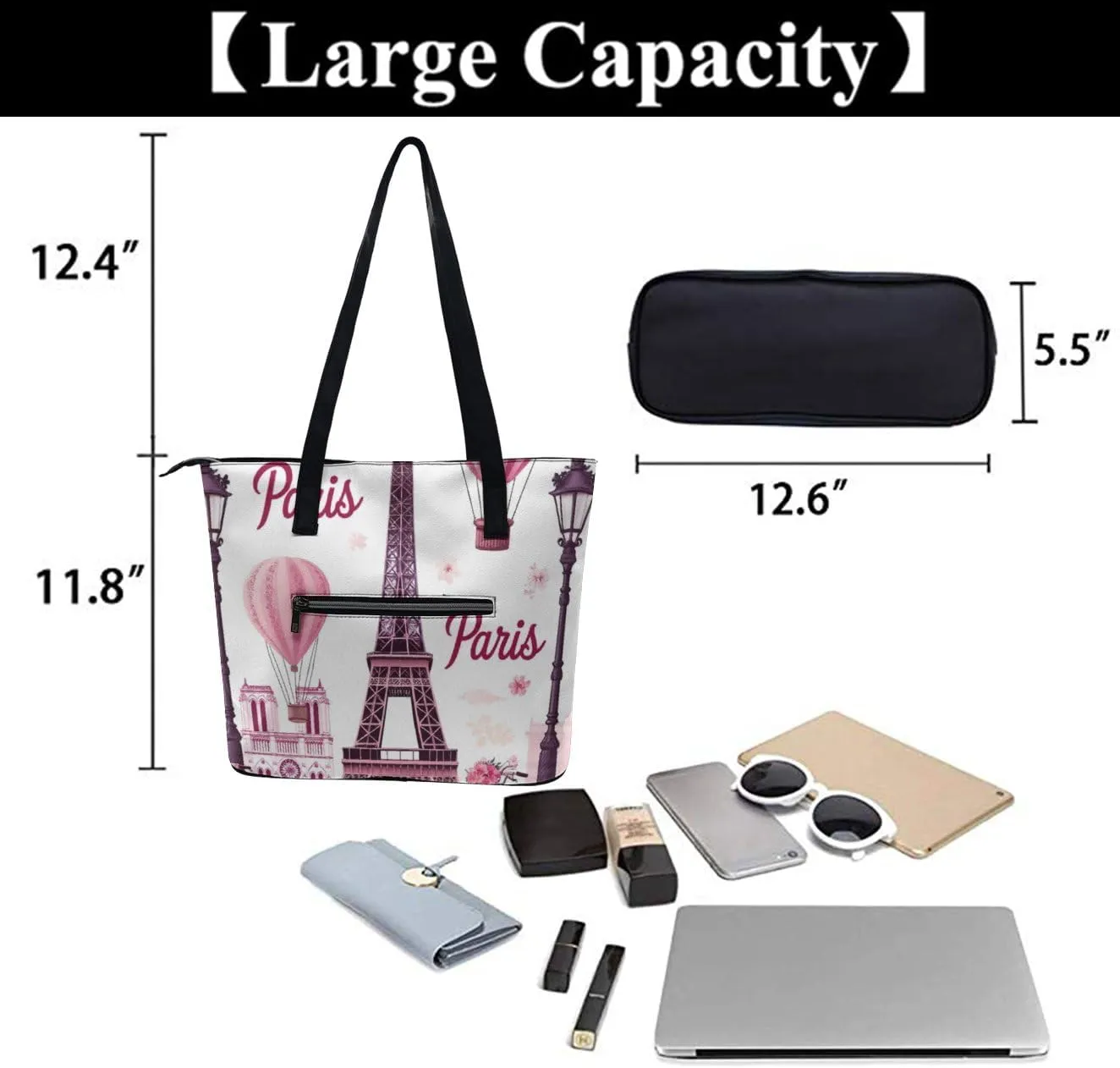 Fashion Coach Handbags for Women, Reusable Large Capacity Long Handle Tote Bag for Shopping, Work