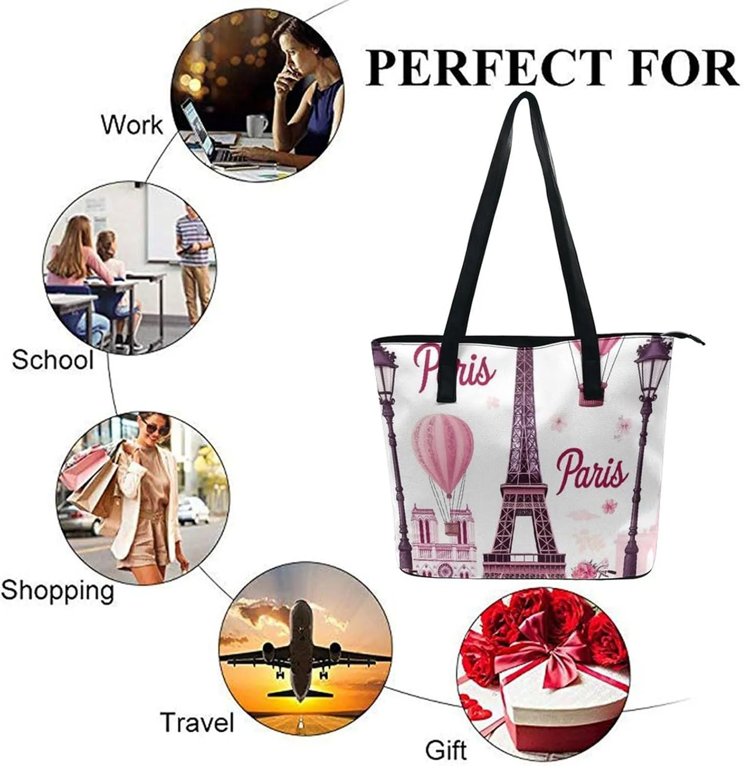 Fashion Coach Handbags for Women, Reusable Large Capacity Long Handle Tote Bag for Shopping, Work