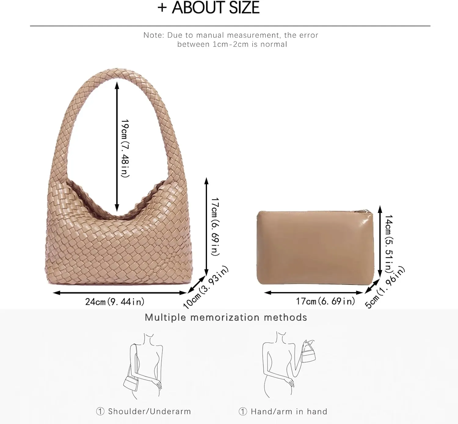 Fashion Designer Handbags and Purses, Women Shoulder Bag, Casual Hand Woven Shopping Tote Hobo, Ladies Underarm Bags