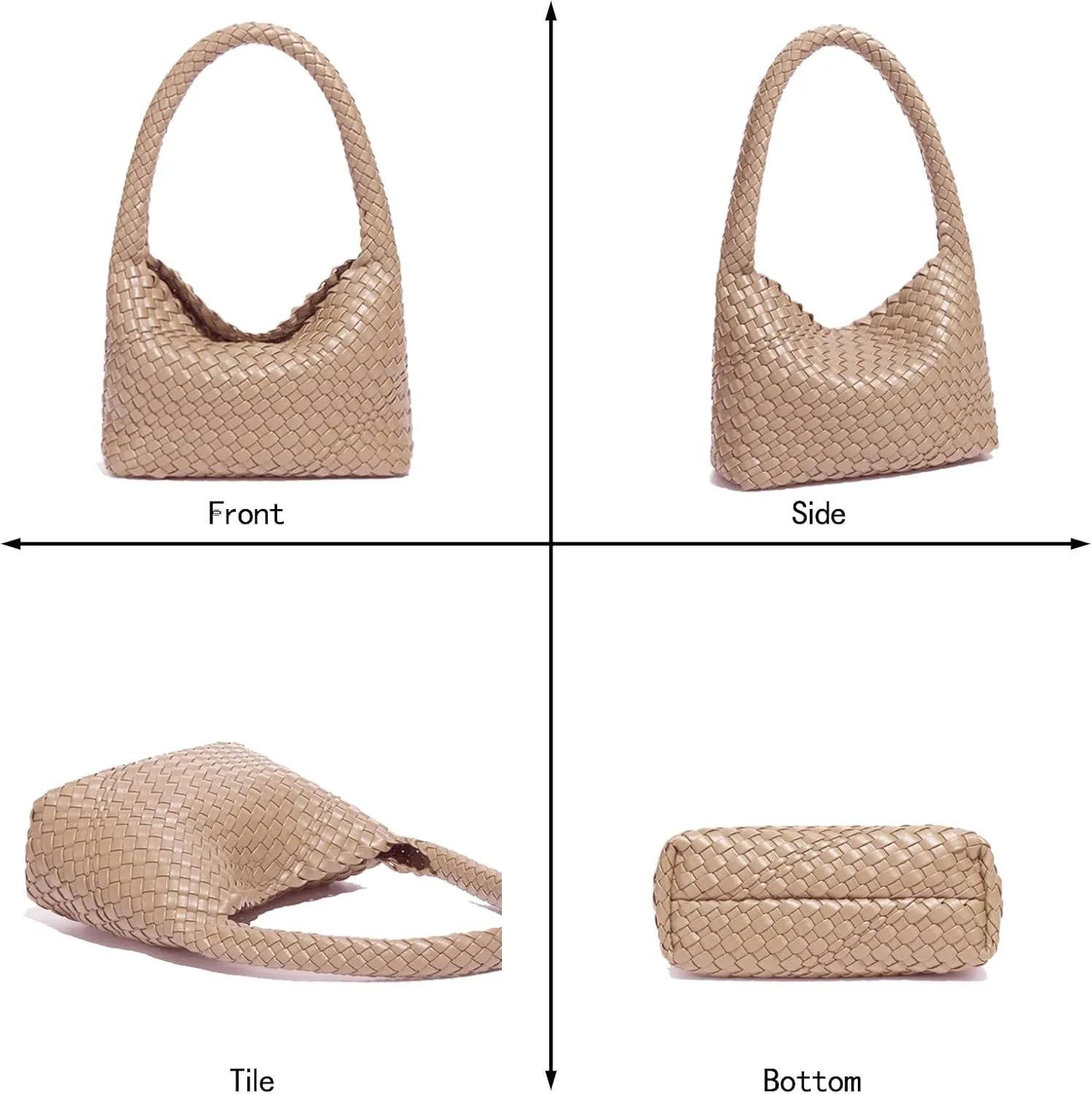 Fashion Designer Handbags and Purses, Women Shoulder Bag, Casual Hand Woven Shopping Tote Hobo, Ladies Underarm Bags