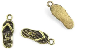 Fashion Jewelry Making Charms Findings Arts Crafts Beading Antique Bronze Tone 31428 Slippers