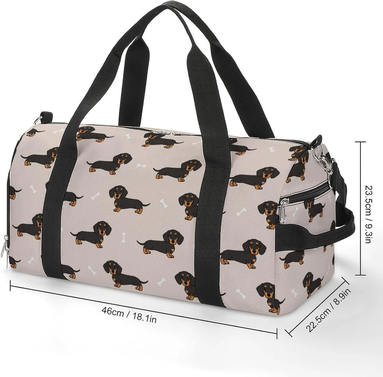 Fashion Overnight Luggage bag Travel Weekender Duffle Bag Sport Beach Yoga bag Compatible with Wiener Dog Doxie Dachshund Weiner Dog Pet Dogs