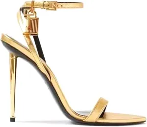 Fashion Pointed Toe Strap Stiletto High Heels Open Toe Large Size Women's Metal Lock Summer Sandals