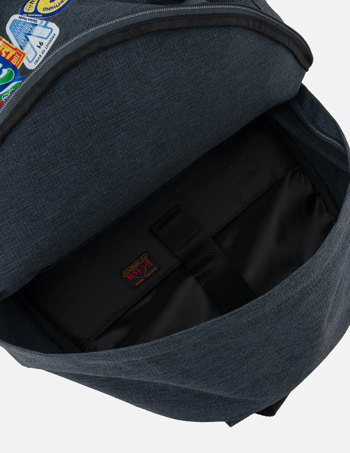 Faux Sticker Logo Print Denim Backpack